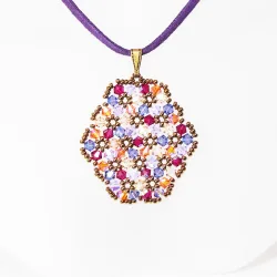 Pendant 40cm - Terence Oval-Purple Suedine - Pendant 40cm - Laiton bronze